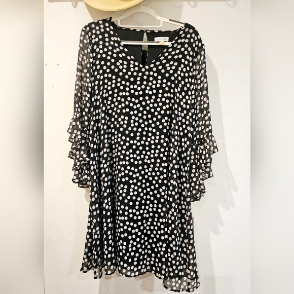 Calvin Klein Polka Dot Shift Dress, Size 12 - Picture 3 of 7